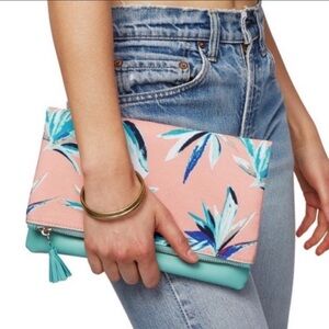 Rachel Pally | bird of paradise foldover Clutch in Pink and Green